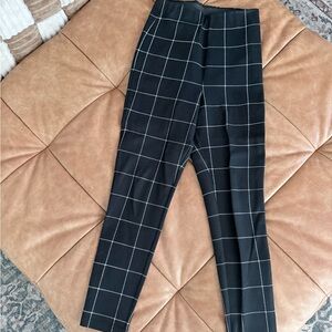 Nordstrom Black Grid Pattern Cropped Pants